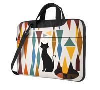 Mid-Century Modern Art Cat Print Ultra-Thin Laptop Bag 15.6 Inch With Shoulder Strap, Waterproof Computer Case Sleeve For 13, 14, 15.6 Inch Laptops,Portable Briefcase Messenger Bag For Men Women