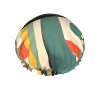 Mid-Century Modern Art Cat Printed Reusable Bathing Cap, Dual Layer Hair Cover For Long Thick Hair, 10.6in Headgear