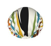 Mid-Century Modern Art Cat Printed Shower Cap, Waterproof Reusable Bath Caps For Women,Men, Boys, And Girls Spa Salon