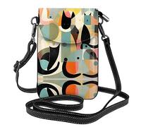 Mid-Century Modern Art Cat Printed Women's Crossbody Phone Bag - Perfect for Travel and Shopping