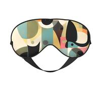 Mid-Century Modern Art Cat Prints Double-Sided Eye Mask Adjustable Design Light-Blocking and Breathable Suitable for Rest and Travel.