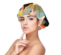 Mid-Century Modern Art Cat Satin Bonnet Silk Bonnet, Hair Bonnet For Sleeping, Soft Double Layer Silk Sleeping Cap Hair Wrap For Women Natural Hair Curly Hair Braided Hair Long Hair