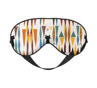 Mid-Century Modern Art Cat Soft Eye Mask Comfortable Sleep Mask with Adjustable Strap Breathable Fabric for Home Travel Camping & More