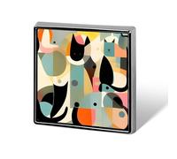 Mid-Century Modern Art Cat Square Lapel Pins Backpack Pin Cute Brooch Decoration Brooches for Women Men Fashion Button Badges for Hat Backpacks Purses Jackets Shirt Suit