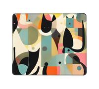 Mid-Century Modern Art Cat Square Mouse Pad With Stitched Edges And Non-Slip Rubber Base For Office Laptops, *7.9 X 9.5 In.