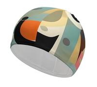 Mid-Century Modern Art Cat Swim Cap High Elasticity Anti Slip Waterproof Comfortable Swim Hat Bathing Cap for Men Women