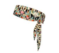 Mid-Century Modern Art Cat Tennis Headband, adiustable Sweatband, Perfect for Fitness, Basketball and Running.