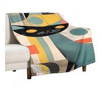 Mid-Century Modern Art Cat Throw Blanket 30"x50" - Super Soft Flannel Fleece, Lightweight Blankets for All Seasons, Reversible Blanket for Couch Bed Travel & Gifts