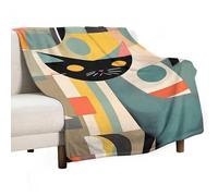 Mid-Century Modern Art Cat Throw Blanket Super Lightweight Breathable Blanket Soft Cozy Flannel Throw Blankets for Couch, Sofa, Chair, Bed, Camping, Picnic, Travel Bed Blankets All Season Use 30"x40"