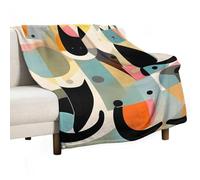 Mid-Century Modern Art Cat Throw Blanket Super Lightweight Breathable Blanket Soft Cozy Flannel Throw Blankets for Couch, Sofa, Chair, Bed, Camping, Picnic, Travel Bed Blankets All Season Use 40"x50"