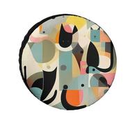 Mid-Century Modern Art Cat Tire Covers Waterproof Anti UV Tire Cover 28inch Single Axle Wheel Covers for RV Truck SUV Trailer Universal for All Seasons