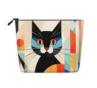 Mid-Century Modern Art Cat Toiletry Bags for Women, Portable Travel Cosmetic Bag, Daily Organiser with Zipper