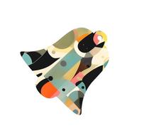 Mid-Century Modern Art Cat Wooden Bell Shape Christmas Decoration Set - Can be hung on Christmas trees and windows - 6-Piece Set