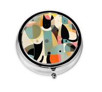 Mid-Century Modern Art Cat3 Compartment Pillbox, A Portable Medicine Box That Holds Vitamins,#Medications, Fish Oil and Supplements.