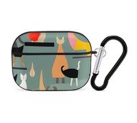 Mid-Century Modern Art Cats AirPods Pro Protective Case Cute Earphone Protective Covers with Keychain Ring - Compatible with AirPod Pro 2nd / 1st Generation