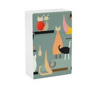 Mid-Century Modern Art Cats Cigarette Case - Waterproof & Crush Proof Cigarette Holder Case for 20 King Size Cigarettes, Portable Pocket Size Travel Box for Men & Women