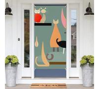 Mid-Century Modern Art Cats Door Banners for Front Doors, Spring Summer Decorative Door Cover Welcome Porch Banner Decoration Hanging Wall Background for Party Supplies Indoor Outdoor Home Decor