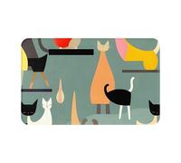 Mid-Century Modern Art Cats Doormat 20 X 31.5 Inch Welcome Mat Non-Slip Absorbent Bath Rug Soft Washable Floor Mat Carpet for Kitchen Bedroom Bathroom Home Decor
