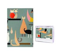 Mid-Century Modern Art Cats Jigsaw Puzzle for Adults Challenging Wooden Puzzles 1000 Pieces Personalized Photo Puzzle Picture Jigsaws Custom Jigsaw Puzzles for Birthday