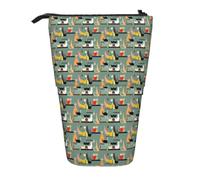 Mid-Century Modern Art Cats Print Telescopic Adjustable Pencil Case Lightweight Organizer for Office Travel Pen Bag