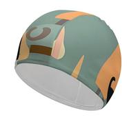 Mid-Century Modern Art Cats Swim Cap High Elasticity Anti Slip Waterproof Comfortable Swim Hat Bathing Cap for Men Women