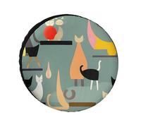 Mid-Century Modern Art Cats Tire Covers Waterproof Anti UV Tire Cover 28inch Single Axle Wheel Covers for RV Truck SUV Trailer Universal for All Seasons
