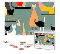 Mid-Century Modern Art Cats Wooden Puzzles 1000 Pieces Personalized Jigsaw Puzzle For Adults Interesting Custom Photo Puzzles Gift For Holiday Birthday Wedding Anniversay
