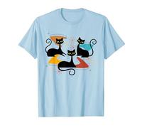Mid-Century Modern Atomic Cats Space Age Retro Vintage 50s T-Shirt, Men, Baby Blue, Small