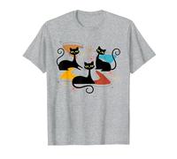 Mid-Century Modern Atomic Cats Space Age Retro Vintage 50s T-Shirt, Men, Heather Grey, Medium