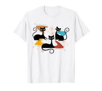 Mid-Century Modern Atomic Cats Space Age Retro Vintage 50s T-Shirt, Men, White, 6X-Large