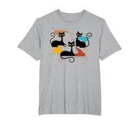 Mid-Century Modern Atomic Cats Space Age Retro Vintage 50s T-Shirt, Men's Big and Tall, Heather Grey, 6X Tall