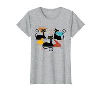 Mid-Century Modern Atomic Cats Space Age Retro Vintage 50s T-Shirt, Women, Heather Grey, Small