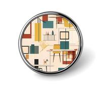 Mid Century Modern Badges Pin, Personalized Exquisite Round Badge, 1 Inch Button Pins for Women And Men, Decorative Metal Round Brooch for Clothing, Backpacks, And Hats