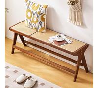 Mid-Century Modern Bamboo & Rattan Entryway Bench Rustic Design Versatile Use for Dining Chairs Stylish Home Furniture Perfect for Entry Hall & Living Room
