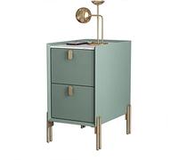 Mid Century Modern Bedside End Table with 2 Storage Drawers Minimalist Sintered Stone Countertop Nightstand for Small Spaces Dark Gray 35x35x55cm
