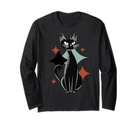 Mid-Century Modern Black Atomic Cat Space Age Kitty Long Sleeve T-Shirt