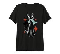 Mid-Century Modern Black Atomic Cat Space Age Kitty Premium T-Shirt