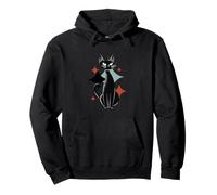 Mid-Century Modern Black Atomic Cat Space Age Kitty Pullover Hoodie