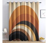 Mid Century Modern Blackout Curtains 63" Boho Rainbow & Geometric Design 2 Panels Abstract Window Drapes for Bedroom & Living Room Decor Grommet Top Light Blocking