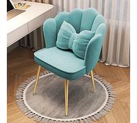 Mid Century Modern Blue Accent Chair with Backrest Soft Cushed Dining Bedroom Vani Stool Curved Seat d Legs