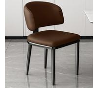 Mid-Century Modern Brown Dining Cs - Comfortable Leather Upholstered Accent Cs with Metal Legs for Kitchen & Office Padded Reception Seating Stylish & Durable
