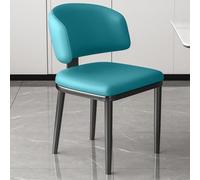 Mid Century Modern Brown Dining Cs - Comfortable Leather Upholstered Kitchen & Dining Room Accent Cs with Metal Legs - Stylish Reception Office Seating (Blue A)