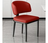 Mid-Century Modern Brown Dining Cs - Comfortable Leather Upholstered Kitchen & Dining Room Accent Cs with Metal Legs Stylish Office Reception Seating (Red)