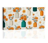 Mid-Century Modern Canvas Wall Art Prints 120L x 60W cm, Framed Country Botanical Floral Orange Daisies Pictures for Bedroom Bathroom Living Room, Home Orange Wall Artwork Decor for Yoga Office