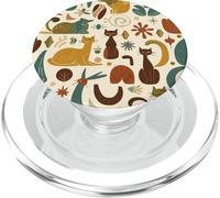 Mid Century Modern Cat Pattern Retro Atomic Design, Cat Love PopSockets PopGrip for MagSafe
