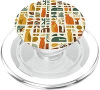 Mid Century Modern Cat Pattern Retro Atomic Design, Cat Love PopSockets PopGrip for MagSafe
