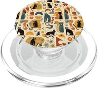 Mid Century Modern Cat Pattern Retro Atomic Design, Cat Love PopSockets PopGrip for MagSafe
