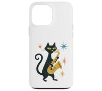 Mid Century Modern Cat Saxophone Retro Futuristic Case for iPhone 13 Pro Max