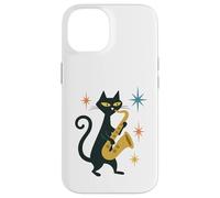 Mid Century Modern Cat Saxophone Retro Futuristic Case for iPhone 14