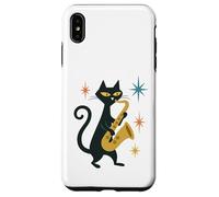 Mid Century Modern Cat Saxophone Retro Futuristic Case for iPhone XS Max